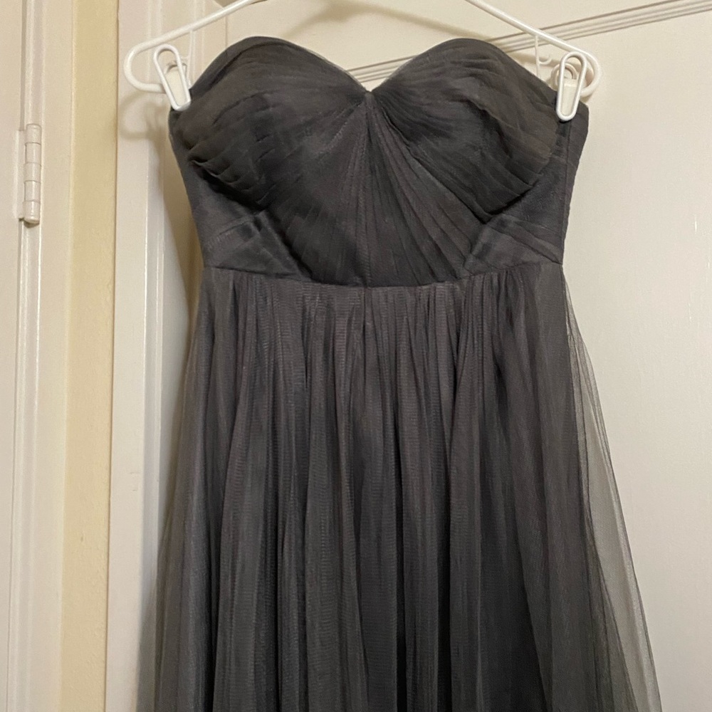 Jenny Yoo Empire Waist Flowy Grey Evening Gown Prom formal Dress retro - Picture 12 of 17